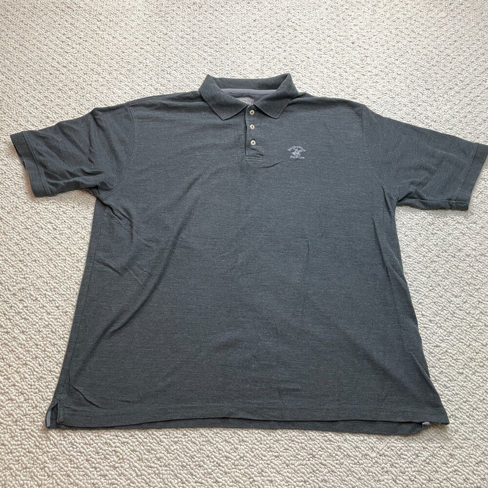Beverly Hills Polo Club Shirt Mens 3XL Dark Gray Short Sleeve Modern Fit Collar